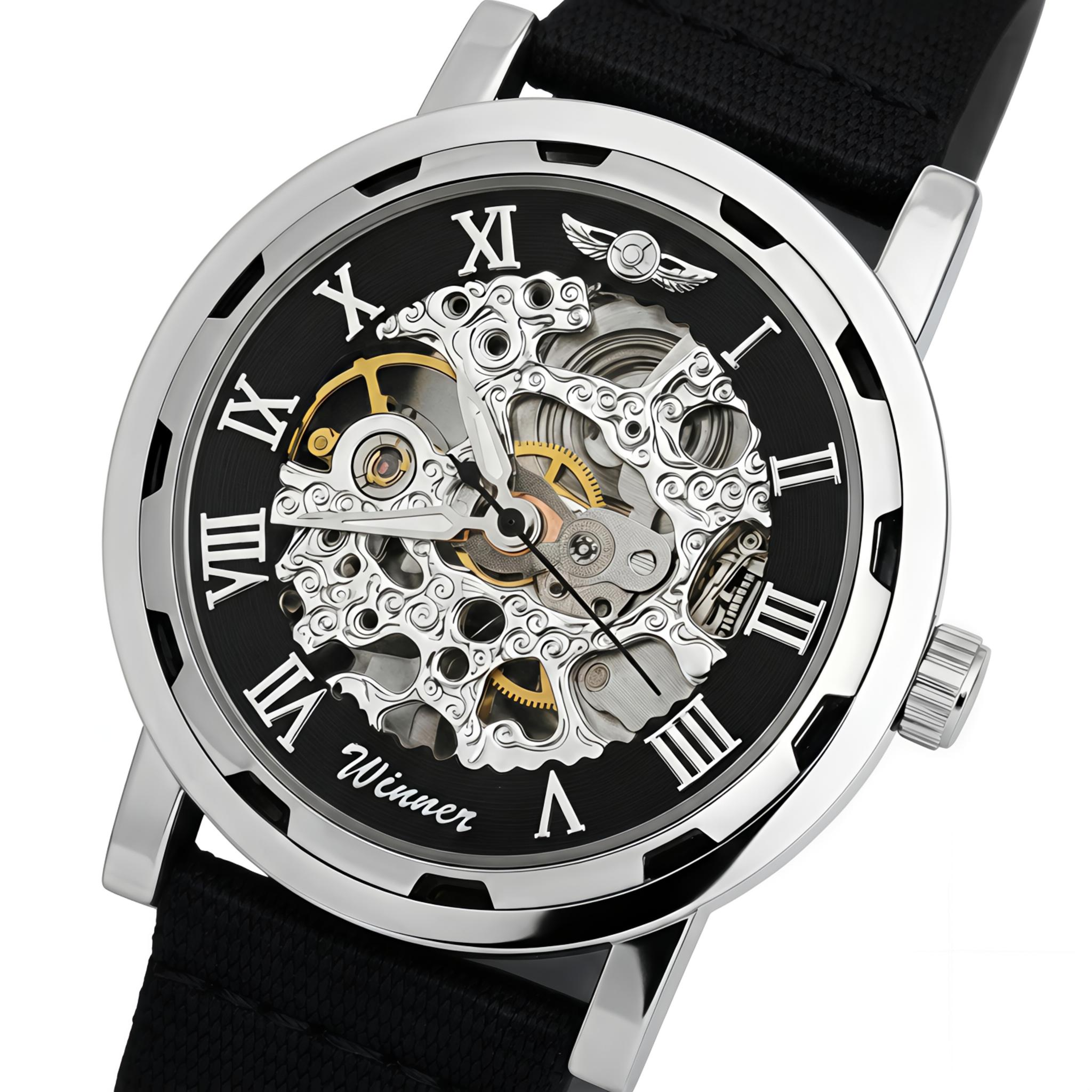 Чоловічий механічний годинник Winner Black Textile Classic