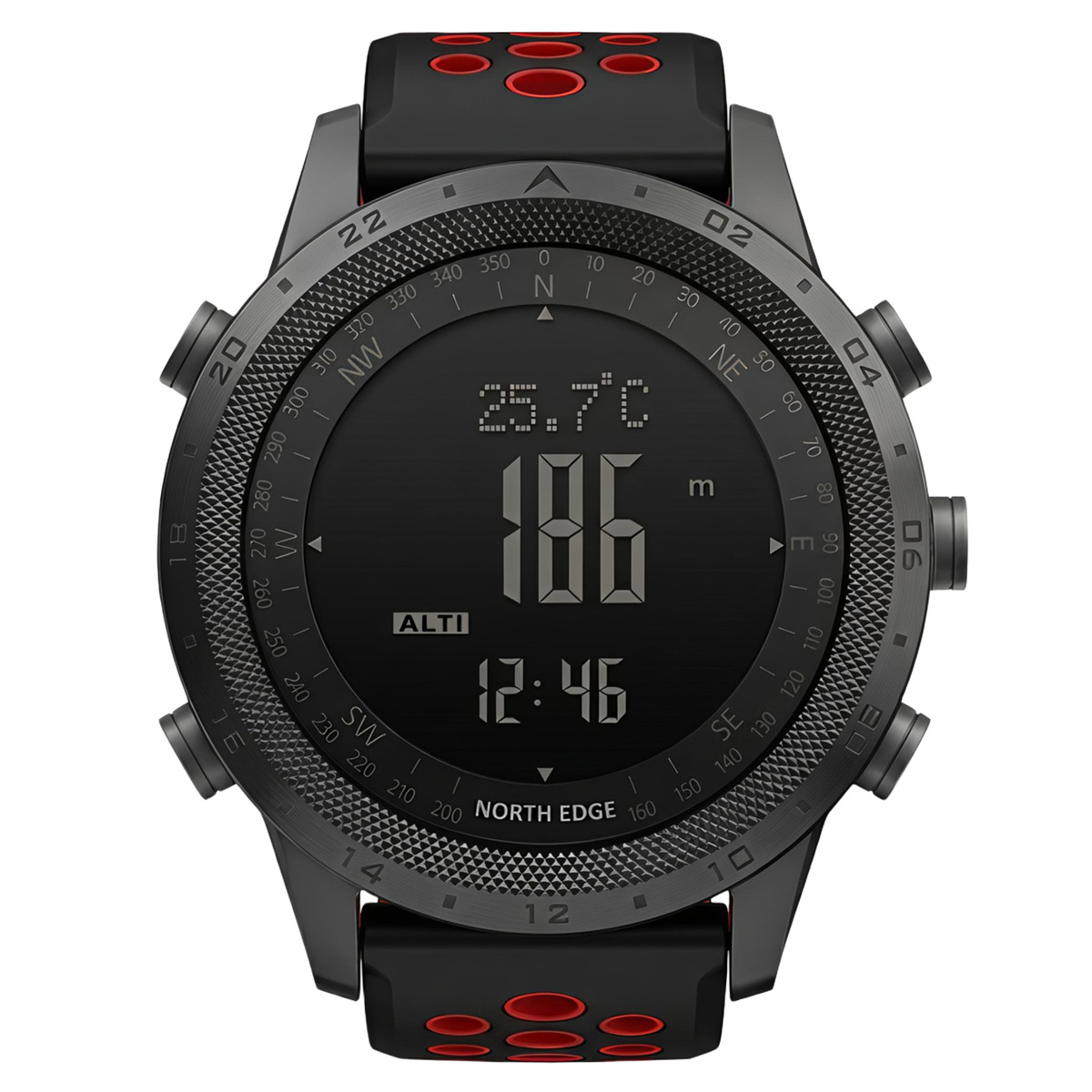 Чоловічий водостійкий спортивний тактичний з компасом годинник North Edge Desert Flex Red 5BAR с компасом