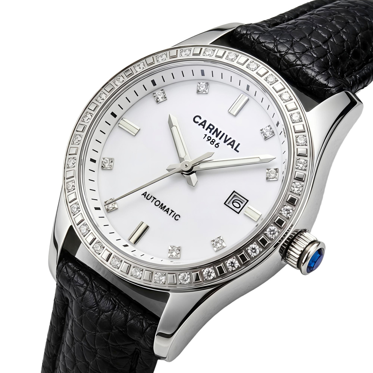 Жіночий механічний годинник Carnival Luiza White Leather