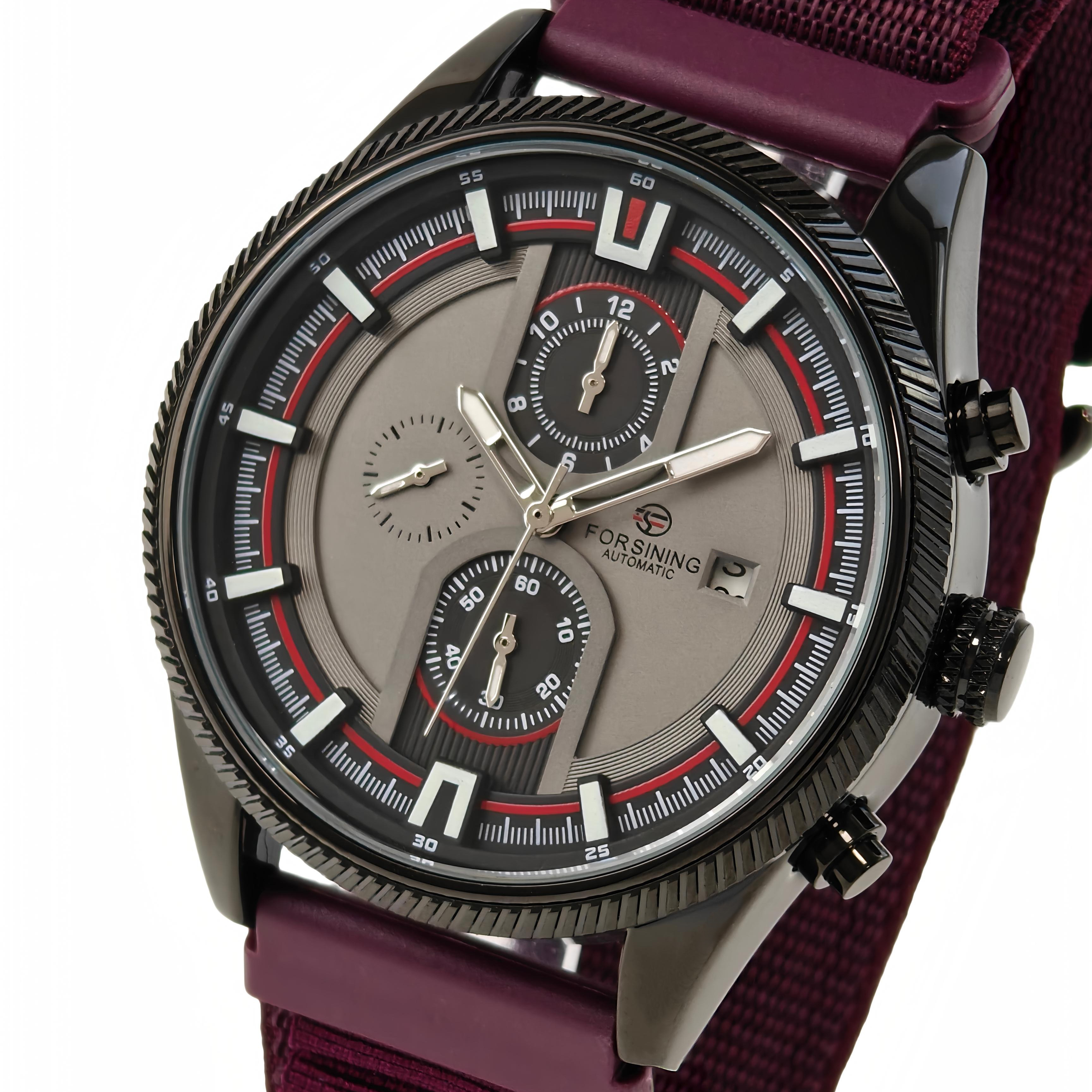 Чоловічий механічний годинник Forsining Tennesy Wine Red, 2 ремінці