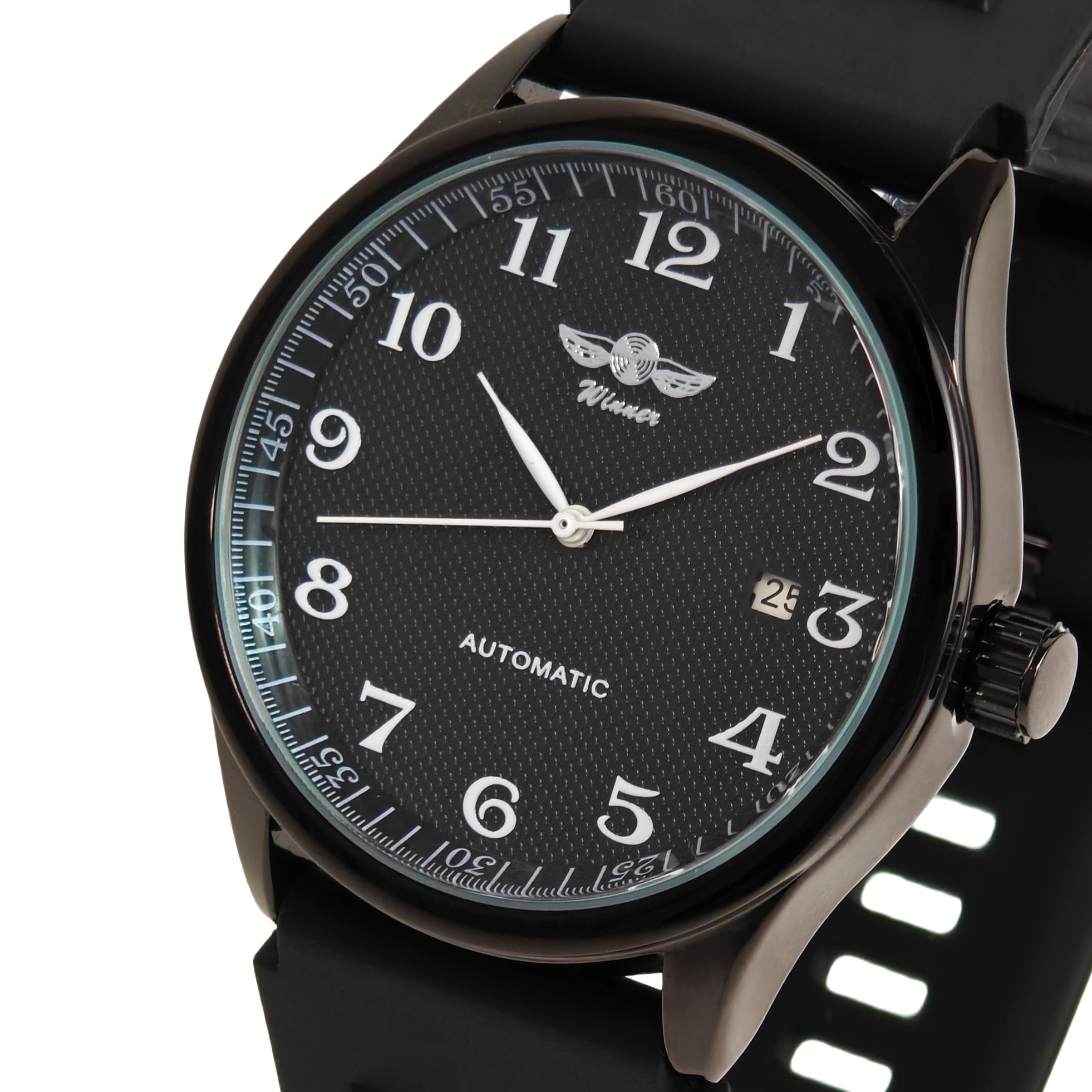 Чоловічий механічний годинник Winner Handsome Elastic Black, 2 ремінці