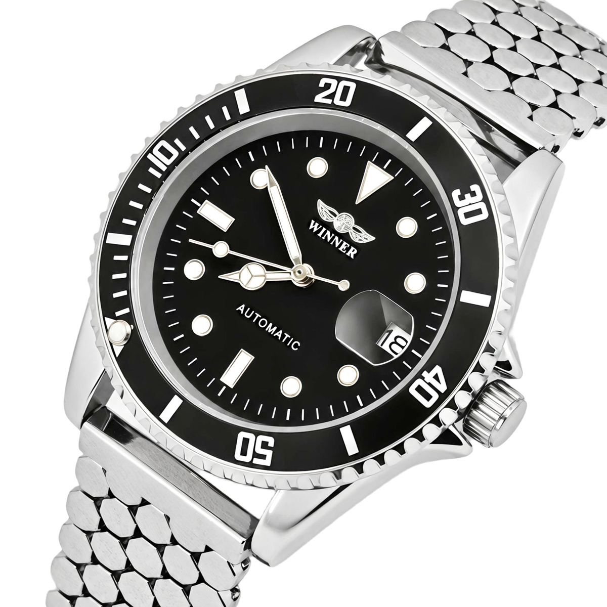 Чоловічий механічний годинник Winner Basel Hexagon Steel