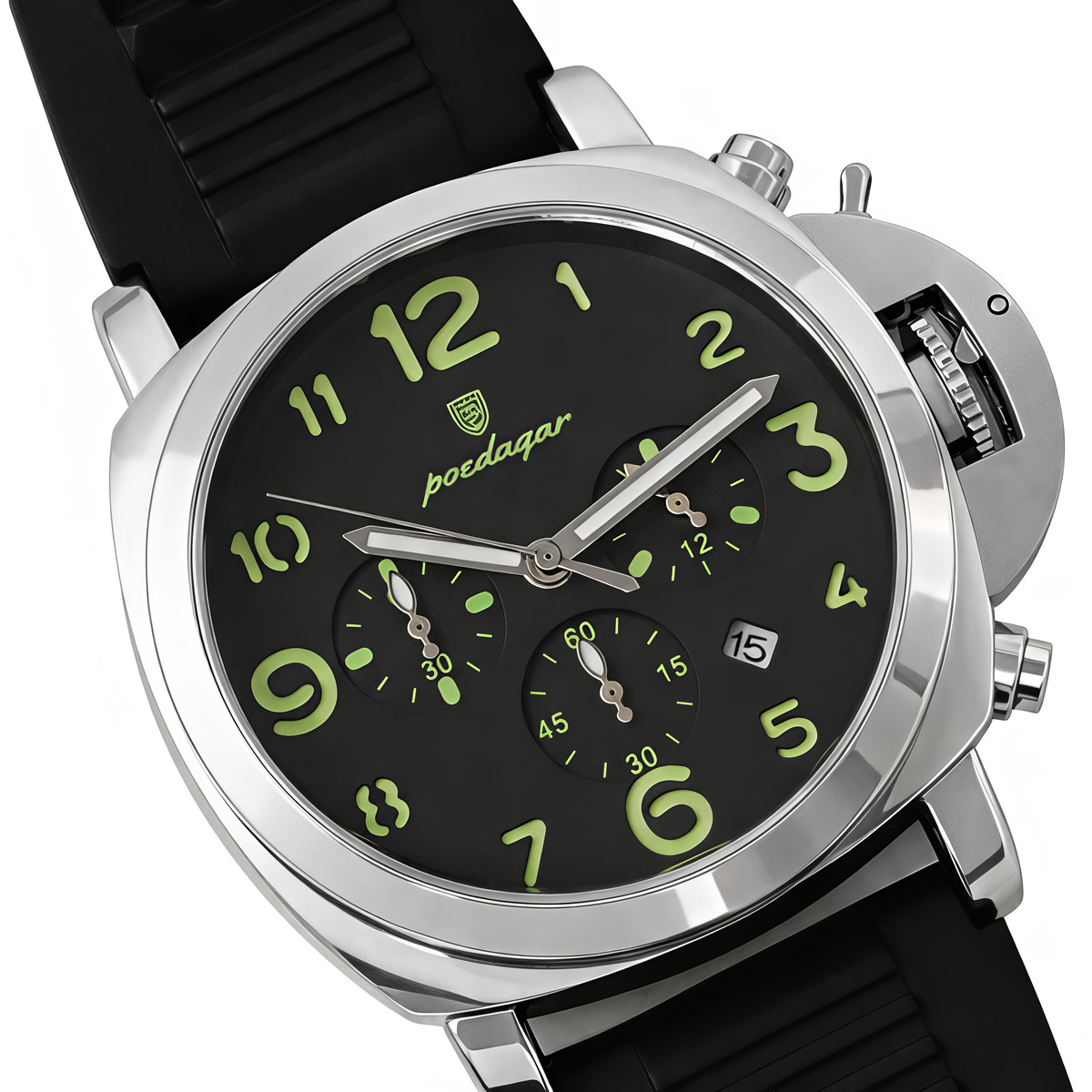 Чоловічий годинник Poedagar Luminious Rubber Black, 2 ремінці
